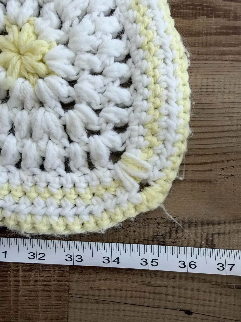Handmade Crochet Granny Square Baby Blanket White Yellow Daisy Afghan